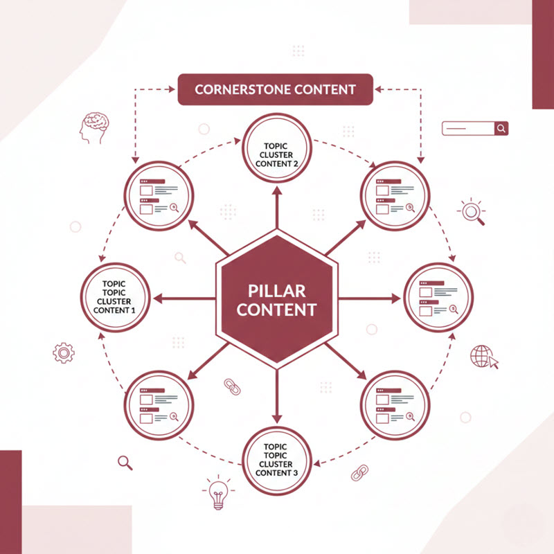 So sánh Pillar, Topic Cluster và Cornerstone Content, hướng dẫn tối ưu nội dung và liên kết nội bộ để nâng cao SEO hiệu quả.