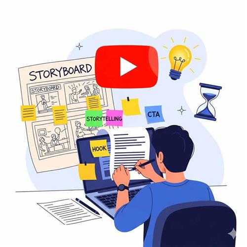 Cách viết kịch bản YouTube thu hút với hook mạnh, storytelling, mini-hook và CTA thông minh để giữ chân khán giả.