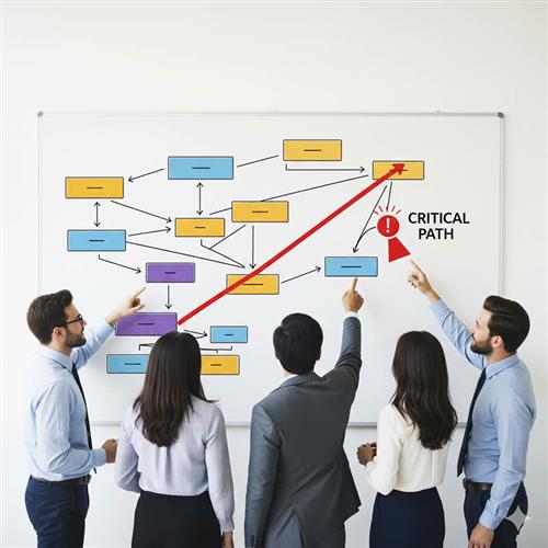 Critical Path (đường găng) là chuỗi công việc then chốt quyết định tiến độ và thời gian hoàn thành dự án.