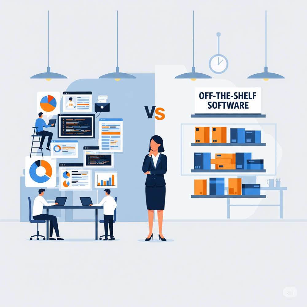 So sánh ưu nhược điểm của phần mềm tùy chỉnh (custom software) và phần mềm đóng gói sẵn (off-the-shelf software) cho doanh nghiệp.