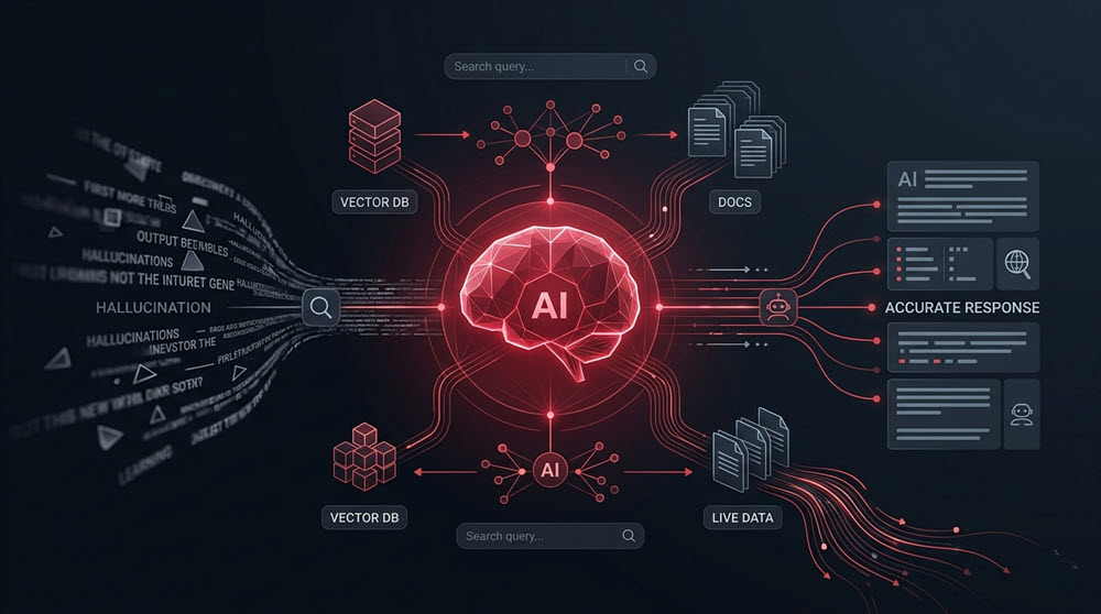 RAG kết hợp truy xuất dữ liệu ngoài với AI để giảm hallucination, tăng độ chính xác và tính liên quan của câu trả lời.