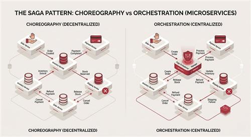 Saga Pattern chia giao dịch phân tán thành các bước cục bộ, dùng rollback bù trừ để đảm bảo nhất quán dữ liệu trong microservices.