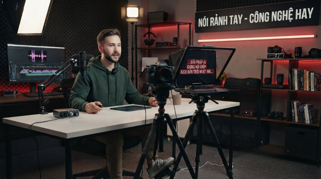 Hướng dẫn 4 cách cuộn kịch bản tự động khi quay video studio không cần dùng tay, giúp bạn rảnh tay nói mượt mà trước ống kính.