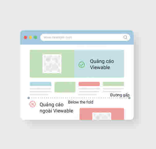 Active View Viewable là chỉ số đo lường mức độ quảng cáo thực sự hiển thị trên màn hình người dùng, thường được tính khi ít nhất 50% diện tích quảng cáo xuất hiện liên tục từ 1 giây trở lên.
